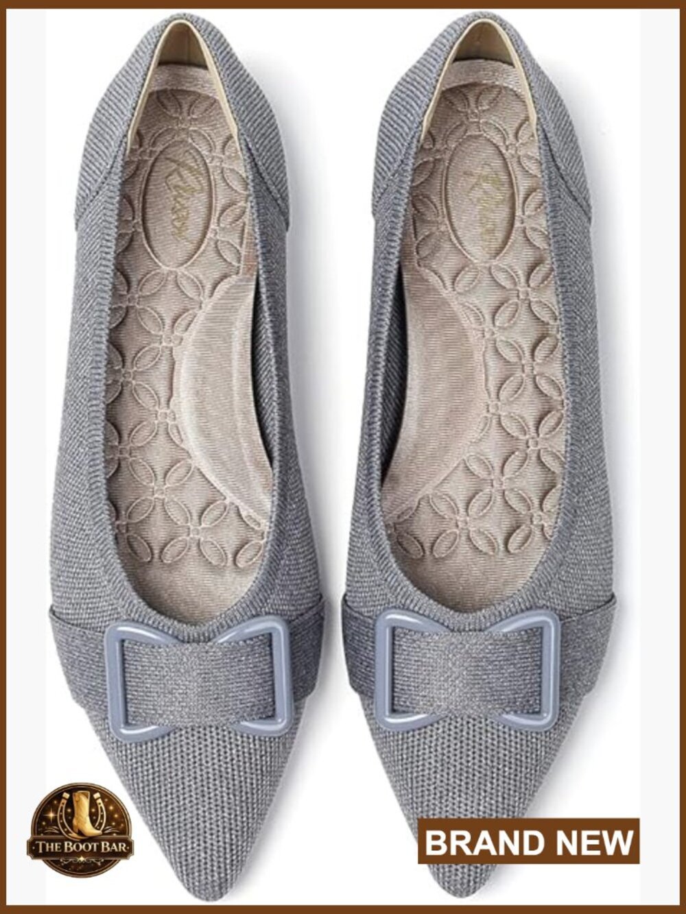 Women's Knit Ballet Flats Pointed Toe Dress Arch Support Slip On Shoes Work